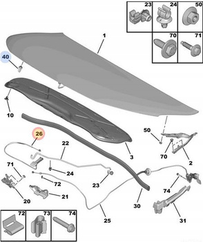 LINKA OTWIERANIA MASKI CITROEN C4 CACTUS C5 OE 7937R0