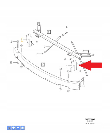 Lewy wspornik belki Volvo XC90 OE 31391623