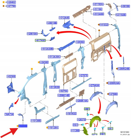 WNĘKA KOŁA PRAWY PRZÓD FORD TRANSIT CUSTOM 2012- 1876564 _ BK21-V02048-AF