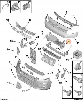 GÓRNE WZMOCNIENIE ZDERZAKA PRZEDNIEGO CITROEN JUMPY IV (K0) OE 9808490680