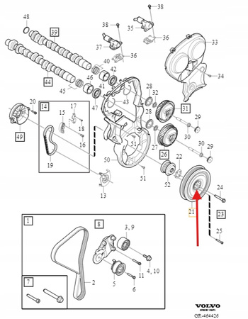 KOŁO PASOWE WAŁU 2.0 B4 D4 VOLVO S60 V60 2015- S90 V90 19- XC60 OE 31401195