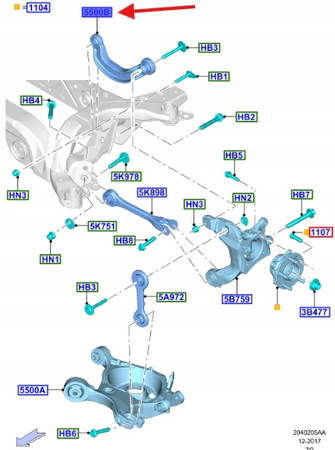WAHACZ PRAWY GÓRNY TYŁ FORD MUSTANG 2015- OE 2148783 _ FR3C-5K743-AD