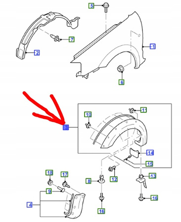 WNĘKA KOŁA PRZÓD RH FORD RANGER Mk4 2008-12_5065366_9M34-16A074-MB36