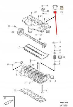 KOREK WLEWU OLEJU 2.0 2.4 D5 VOLVO S60 V60 2011- XC90 XC60 C30 OE 30677517