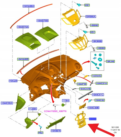 OSŁONA KONSOLI ŚRODKOWEJ FORD FIESTA 2012- OE 2036618 _ C1BB-18D422-ED3BL8