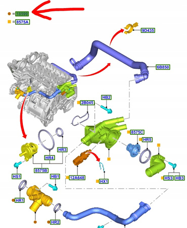 KRÓCIEC WODNY FORD 1.0L ECOBOOST 2118104 _  CM5G-8A529-GB