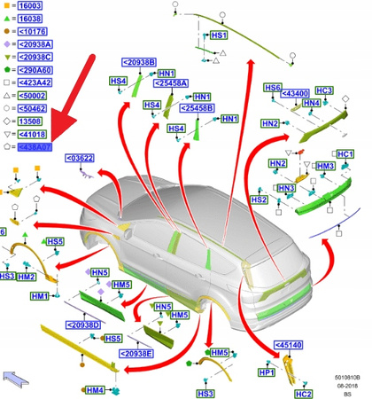 LEWA KRATKA BŁOTNIKA CHROM FORD KUGA 2016- 2014885 _ GJ54-16C217-AC5YZ9