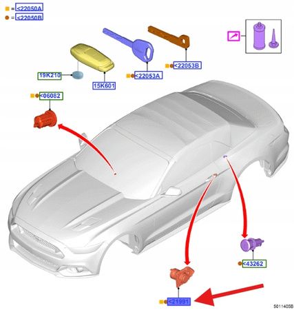 BĘBEN ZAMKA DRZWI LEWY FORD MUSTANG EDGE OE 1945835 _ DS7A-F21991-CB