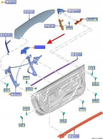 SILNIK PODNOSZENIA SZYBY LEWA FORD MUSTANG 2015- 2225156 _ FR3B-14A366-AD