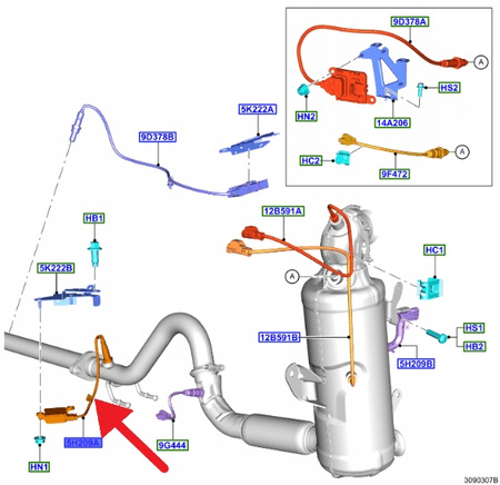 SONDA LAMBDA NOX 1.5 TDCi FORD FOCUS 2018- 19 OE 2355116 _ JX61-5L239-DC