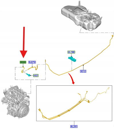 PRZEWÓD PALIWA 1.0 EB FORD FIESTA ECOSPORT 2018- OE 2281225 _ J1BG-9A421-AA