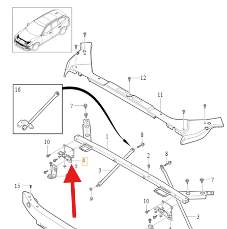WSPORNIK LEWEGO ZAMKA MASKI VOLVO S60 V60 2019- OE 31468229