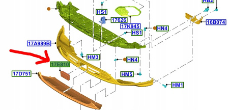 OSŁONA RADARU ZAŚLEPKA PRZEDNIEJ KRATKI KUGA 16- _ 2089596 _ GV44-17E810-AB5YZ9 