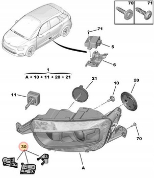 ZESTAW NAPRAWCZY REFLEKTORA PRAWEGO CITROEN C4 PICASSO OE 1610495980
