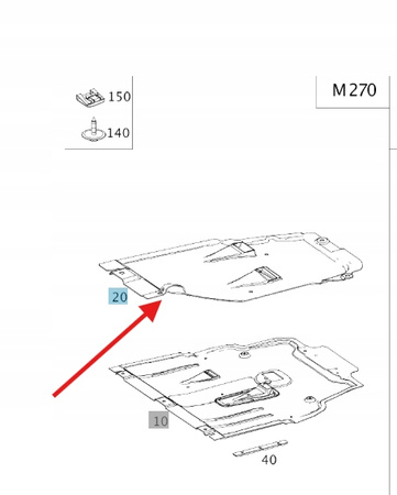 OSŁONA DOLNA POD SILNIK BENZYNA MERCEDES CLA W117 AMG A W176 OE A1765200023