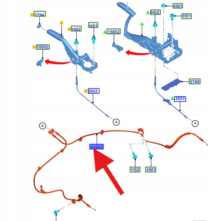 LINKA HAMULCA RĘCZNEGO FORD C-MAX FOCUS 2010- OE 2074151 _ AV61-2A603-BL