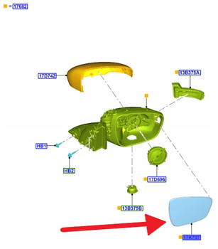 SZYBA LUSTERKA PRAWA FORD KUGA ESCAPE 2020- 2461500 _ LV4B-17K707-DB