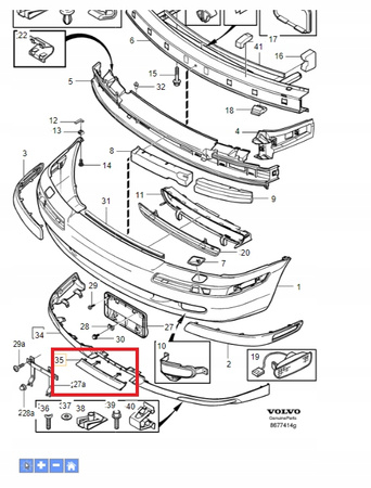 ŚRODKOWA DOKŁADKA ZDERZAKA PRZÓD DOLNA VOLVO S40 V40 2001- OE 30896938