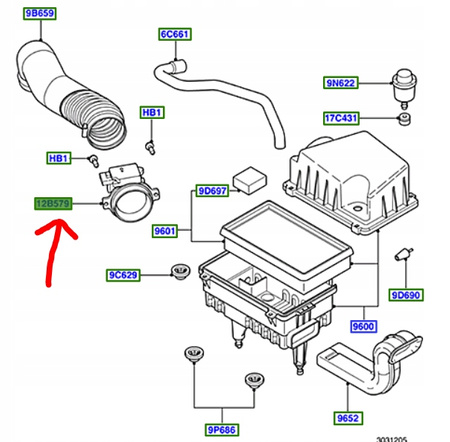 PRZEPŁYWOMIERZ 1.8L ZETEC FOCUS Mk1 MONDEO TRANSIT_1054419_98AB-12B579-B2B