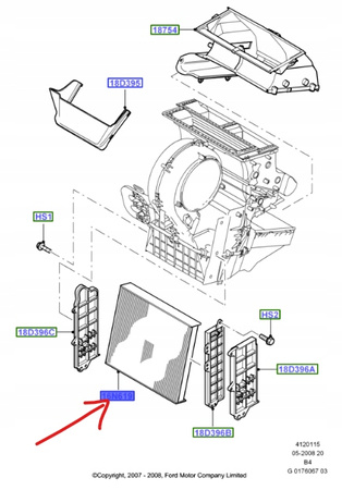 FILTR KABINOWY FORD FOCUS Mk2 2004-2011 1354953 _ 4M5J-19G244-AA