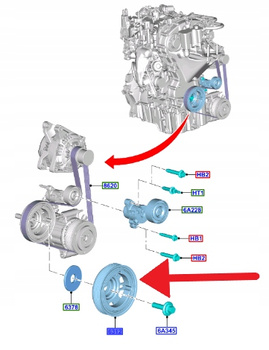KOŁO PASOWE WAŁU 1.0 EB FORD FOCUS 2018- 2362228 _ JX6G-6316-BB