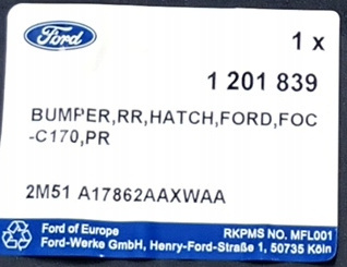 ZDERZAK TYLNY FORD FOCUS Mk1 HATCHBACK 2001- 1201839 _  2M51-A17862-AAXWAA