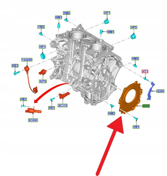 USZCZELNIACZ WAŁU KORBOWEGO TYŁ 1.5 2.0 FORD OE 2010453 _ GK2Q-6D354-AA