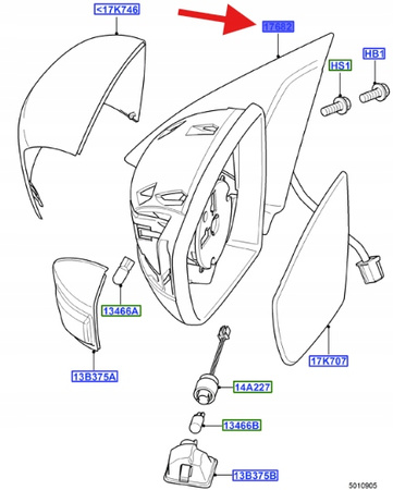 LUSTERKO ZEWNĘTRZNE PRAWE FORD GALAXY 2007- OE 1768906 _ 6M21-17682-KJ
