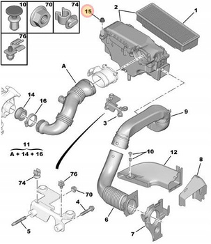 GUMA MOCOWANIE FILTRA POWIETRZA C2 C3 C4 BERLINGO 206 207 307 308 OE 1422A3