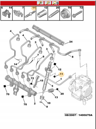 Szpilka wtryskiwacza Citroen C4
