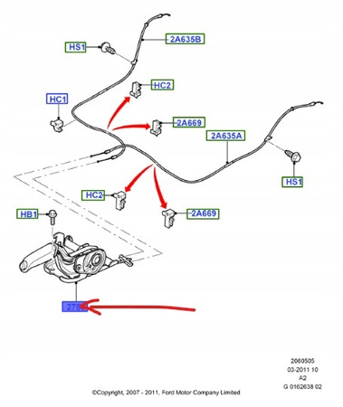 DŹWIGNIA HAMULCA RĘCZNEGO FORD MONDEO Mk4_1700770_7G91-2780-BM