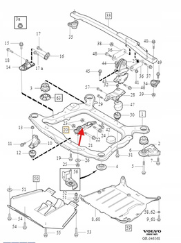 PODUSZKA SILNIKA 2.0 2.4B VOLVO S60 XC70 2001- XC90 03- S80 99- OE 30680750