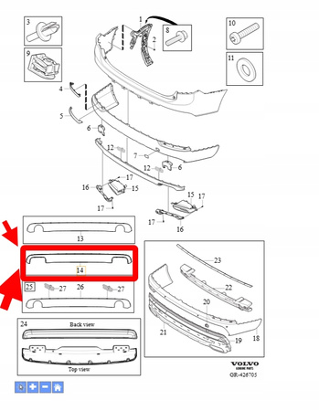 DYFUZOR DOKŁADKA ZDERZAKA TYŁ VOLVO XC90 2016-2021 OEM/OE 31477025
