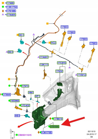 ZBIORNIK SPRYSKIWACZY FORD FOCUS Mk3 2013- OE 2229547 _ BV61-17B613-EA