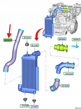 PRZEWÓD INTERCOOLERA 1.6L SOHC FOCUS C-MAX CONNECT 1823088 _ AV61-6K863-JC