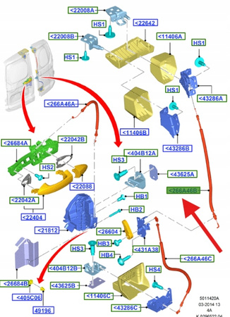 LINKA STEROWANIA ZAMKA BAGAŻNIKA COURIER 2014- OE 1874018 _ ET76-A431B42-AC
