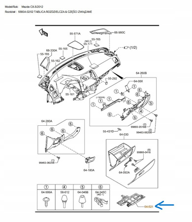 Osłona spód deski rozdzielczej - Mazda CX-5 KE_KD4564520B