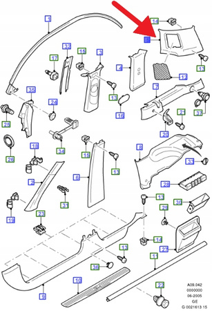 LEWE WYKOŃCZENIE SŁUPKA D FORD MONDEO 2003- OE 1307551 _ 1S71-N280C47-AL34