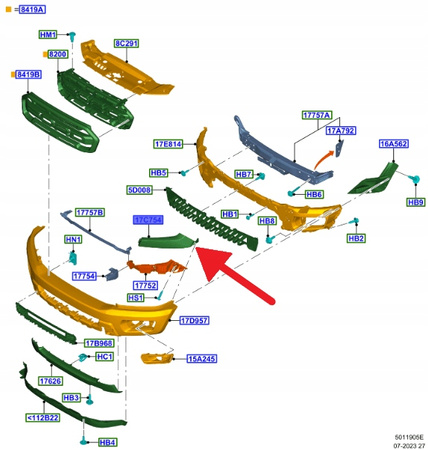 LISTWA REFLEKTORA LEWA FORD RANGER 2019- OE 2356097 _ JB3B-17C755-ADPRAA