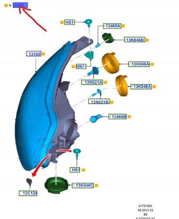 REFLEKTOR PRAWY FORD FOCUS Mk3 2011-2015 1873933 _ BM51-13W029-RB
