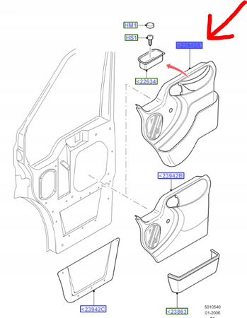 BOCZEK DRZWI PRAWY PRZÓD FORD TRANSIT Mk6 2006-2014 _1449158_6C1V-V23942-AAA6AG