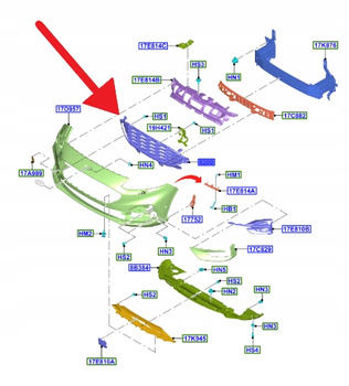 GRILL ZDERZAKA PRZÓD FORD KUGA 2020- 2024 2586148 _ LV4B-8200-YE5YZ9