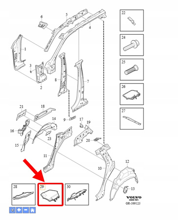 USZCZELKA WEWĘTRZNA SŁUPKA A PRAWY DÓŁ VOLVO XC90 2016- OEM/OE 31688969