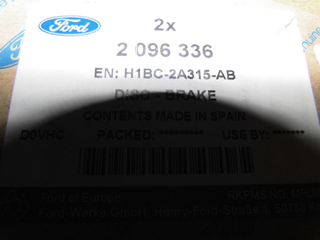 TARCZE HAMULCOWE TYŁ FORD FIESTA Mk8 2017- _2096336_H1BC-2A315-AB