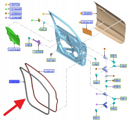 USZCZELKA DRZWI PRZÓD FORD S-MAX 2015- 1888198 _ EM2B-R20708-AC