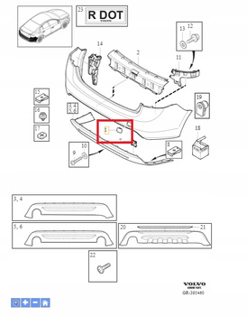 ZAŚLEPKA HAKA HOLOWNICZEGO ZDERZAKA TYŁ VOLVO S60 2011- OE 39802591