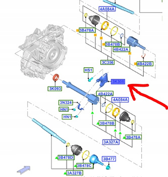 PODPORA PÓŁOSI PRZÓD KUGA Mk2 2.0 EB 6F MID-RANGE 5387189 _ CV61-3K305-JA