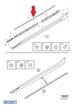 USZCZELKA ZEWNĘTRZNEJ NAKŁADKI PROGOWEJ VOLVO S90 V90 2017- OE 31386151