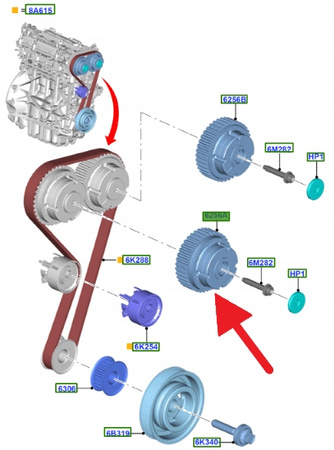 KOŁO ZĘBATE WAŁKA ROZRZĄDU 1.5 1.6 ECOBOOST FORD OE 1796574 _ DS7G-6C524-BA