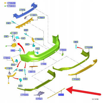 LISTWA ZDERZAKA TYŁ FORD FOCUS KOMBI 2018- OE 2345195 _ JX7B-17F010-YAPRAA